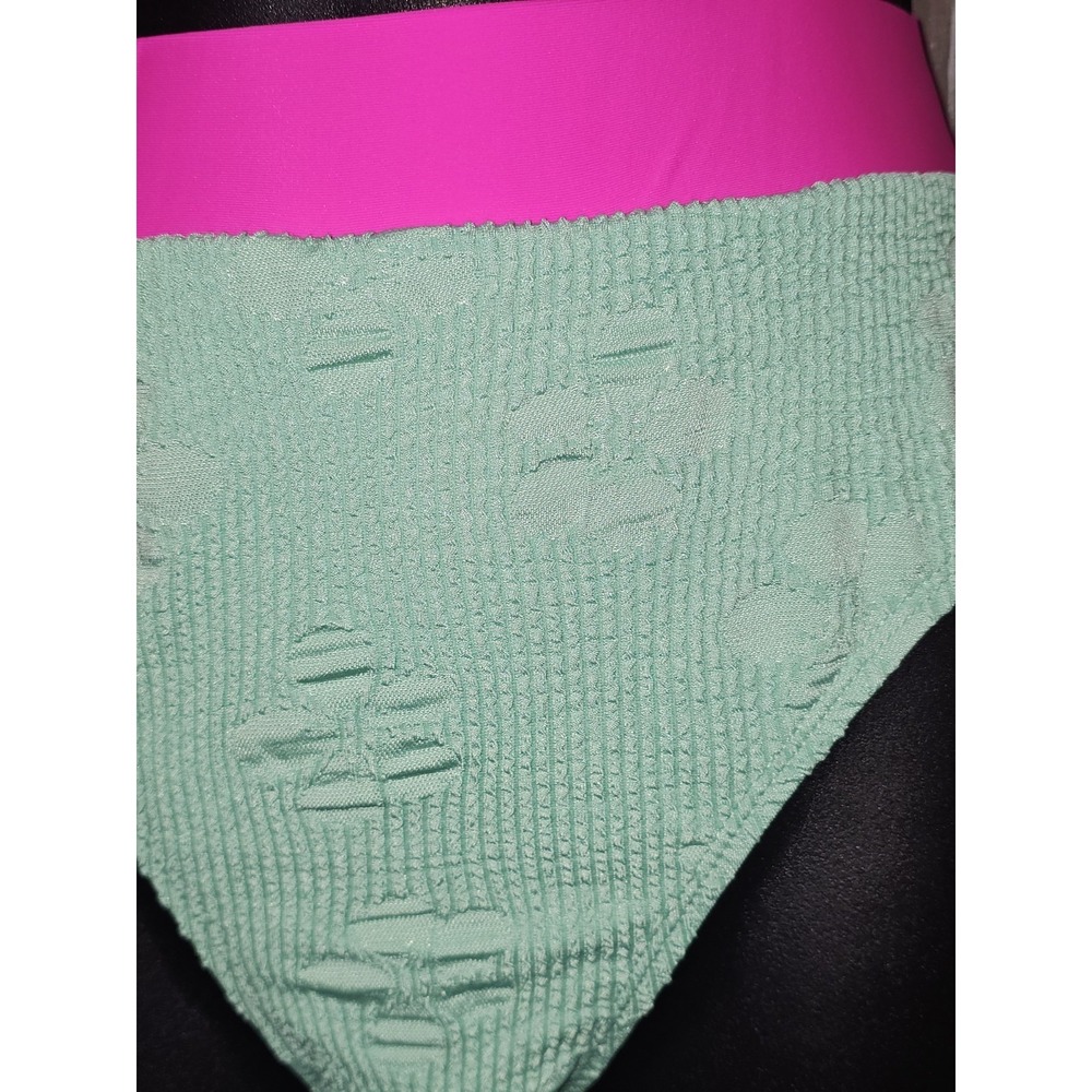 NWT Cupshe Green & Pink Scoop Midkini Top & Banded Bottoms Bikini Set Size M - Picture 4 of 15